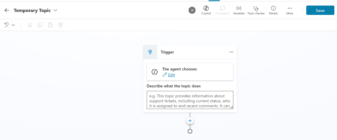 Temporary topic after creation