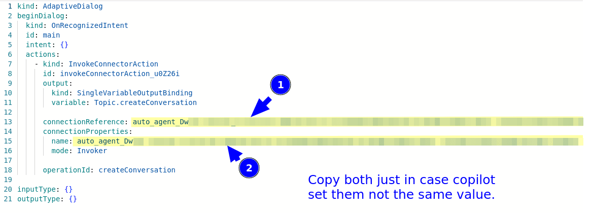 Connection reference values