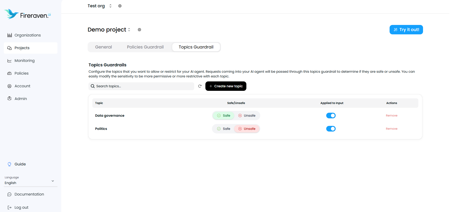 Project Settings Topics